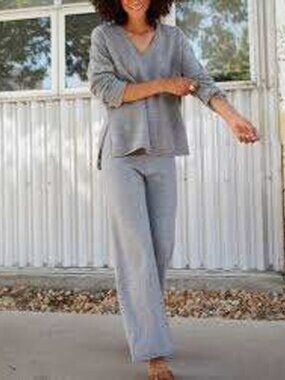 Outerknown Stowaway Lounge Pants Wool Cashmere Wide Leg Gray Women's XL NWT